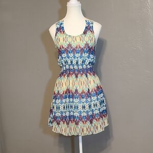 Ocean Drive Sleeveless Multicolor Patterned Dress Womens Small Elastic Waist EUC